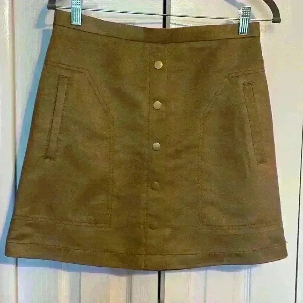 H&M faux suede brown and tan skirt size 8 NWOT